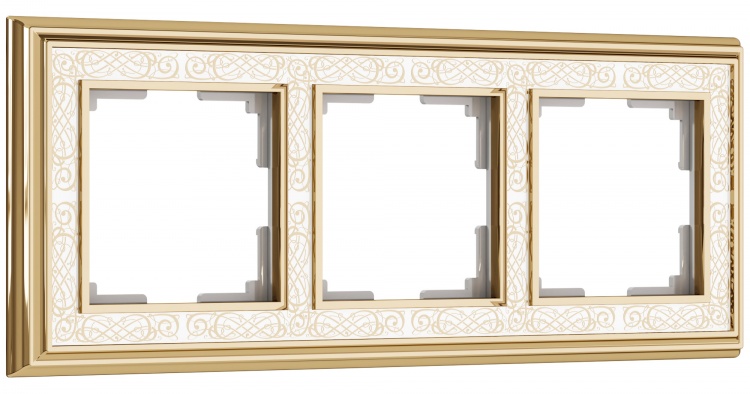 Рамка на 3 поста WL77-Frame-03 Palacio Gracia (золото/белый) - купить в Новосибирске