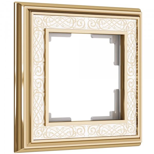 Рамка на 1 пост WL77-Frame-01 Palacio Gracia (золото/белый) - купить в Новосибирске
