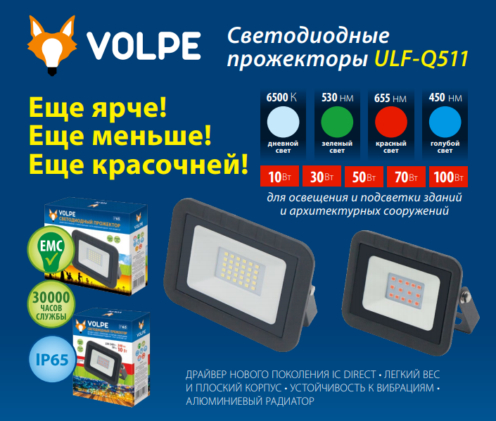 Уличные светодиодные прожекторы серии Q511 от производителя Volpe