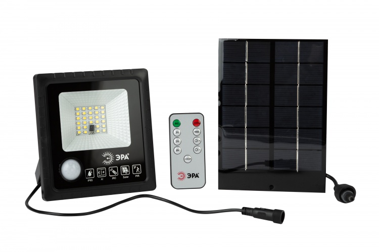Прожектор светодиодный уличный на солнечной батарее 20W, 350 lm, 5000K, с датч. движения, ПДУ, IP65 с гарантией 1 год