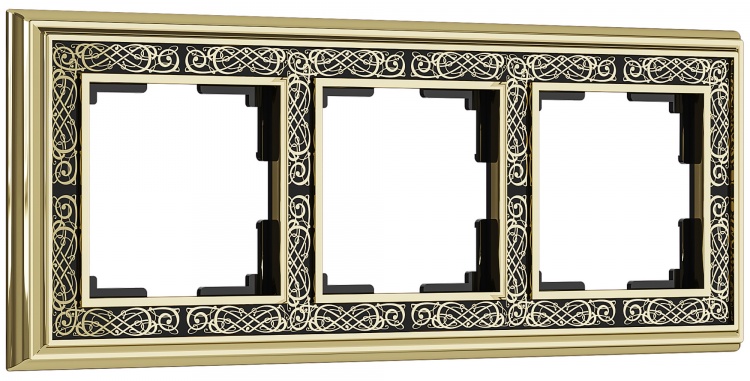 Рамка на 3 поста WL77-Frame-03 Palacio Gracia (золото/черный) - купить в Новосибирске