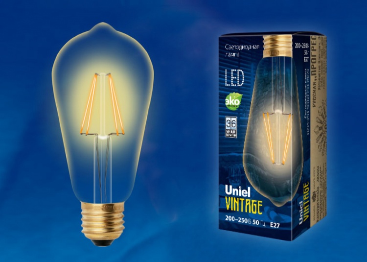 Декоративная светодиодная лампа Vintage LED-ST64-4W/GOLDEN/E27 GLV22GO с гарантией 